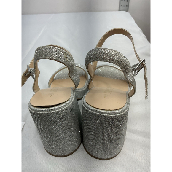 Womans Dream pairs Sandals 7 Ankle Strap Open Toe Block Heel Silver Sparkly - Picture 5 of 8